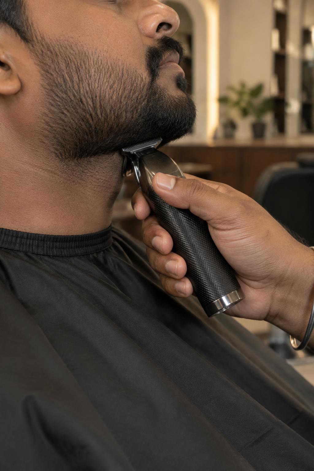 Illustrative photograph of beard grooming for an Indian client